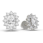 1.25 Carat Oval Shape Halo Diamond Stud Earrings 14K - White Gold