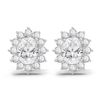 1.25 Carat Oval Shape Halo Diamond Stud Earrings 14K - White Gold