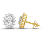 1.25 Carat Oval Shape Halo Diamond Stud Earrings 14K