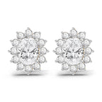 1.25 Carat Oval Shape Halo Diamond Stud Earrings 14K