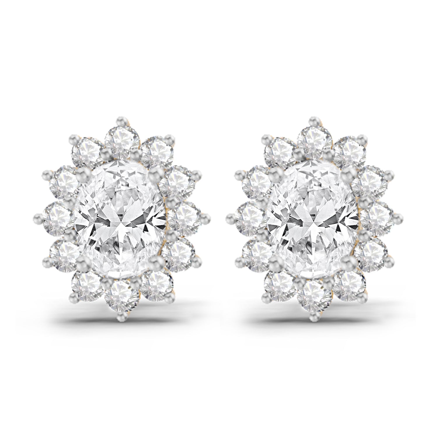 1.25 Carat Oval Shape Halo Diamond Stud Earrings 14K