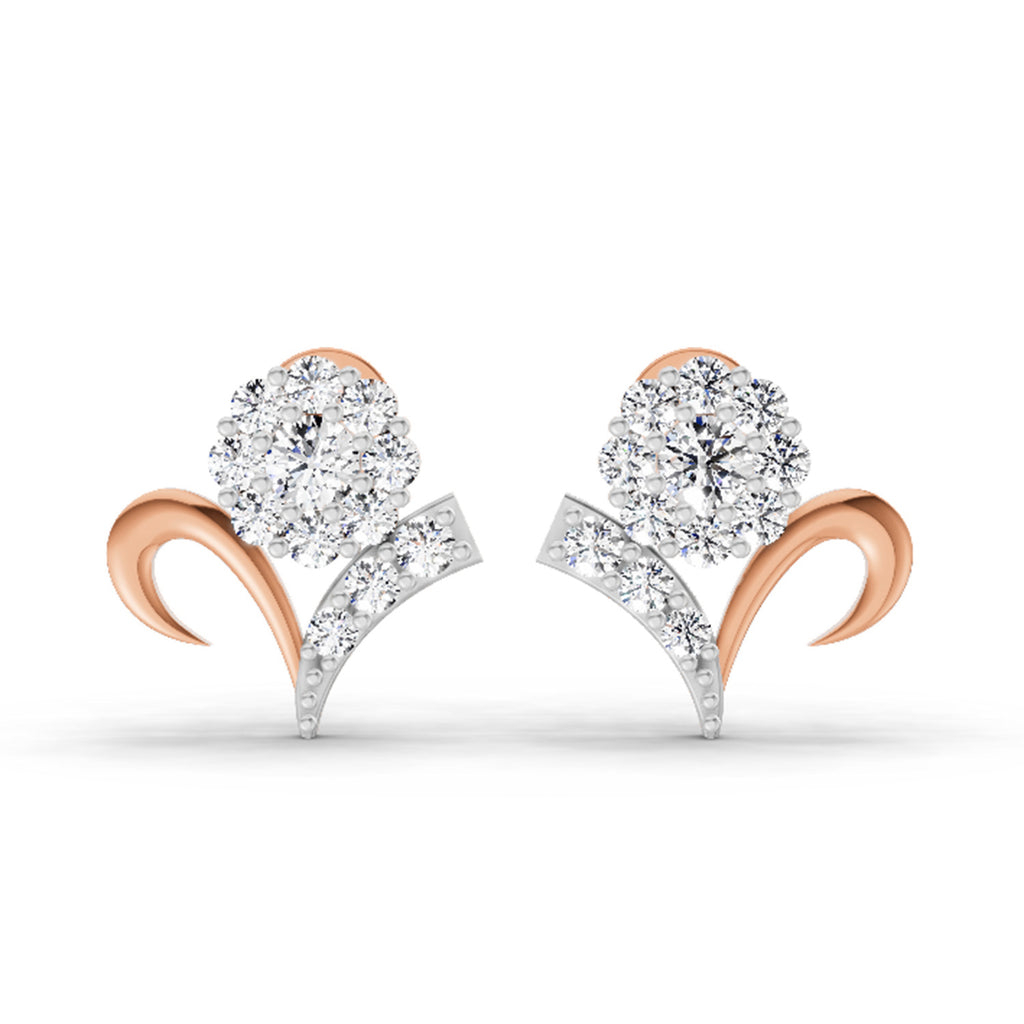1.33 Carat Diamond Cluster Stud Earrings 14K - Rose Gold