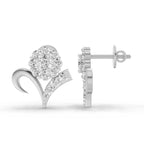 1.33 Carat Diamond Cluster Stud Earrings 14K - White Gold