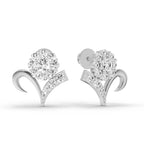 1.33 Carat Diamond Cluster Stud Earrings 14K - White Gold