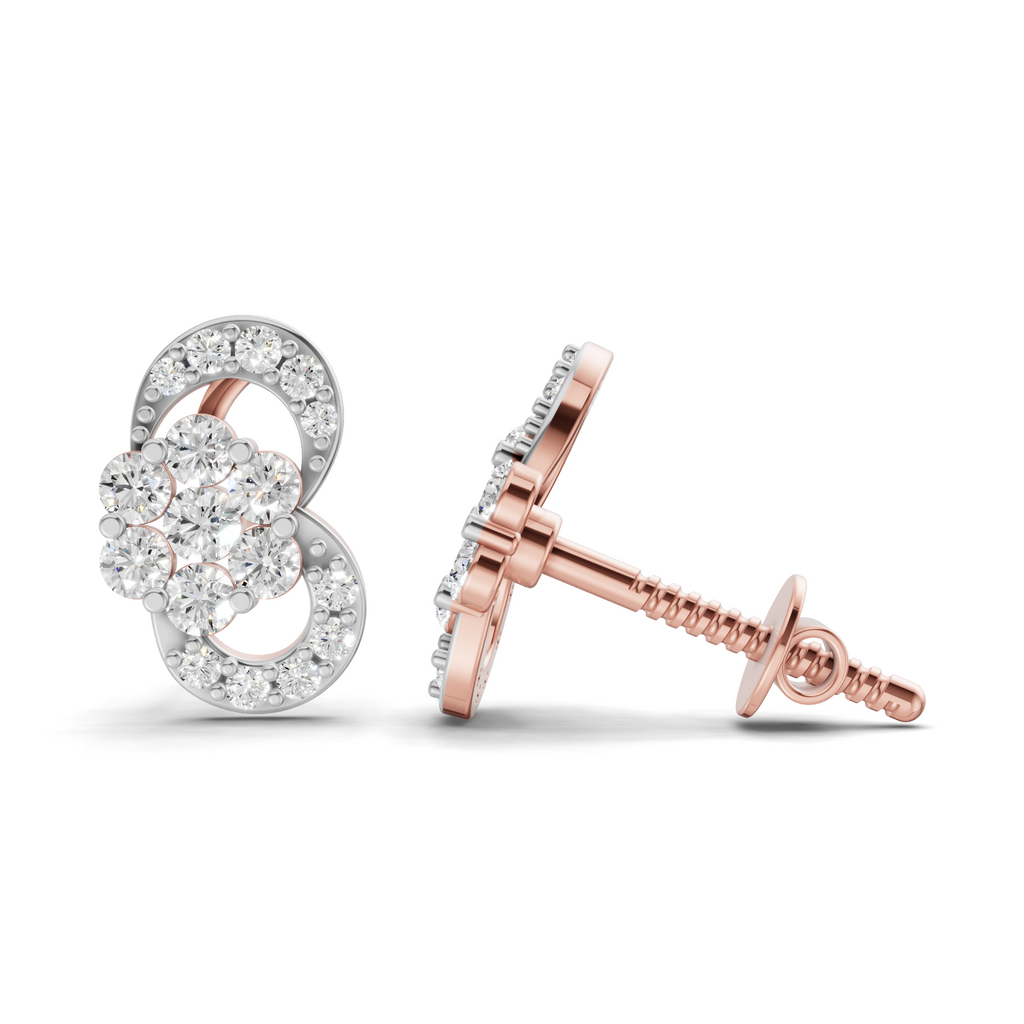 0.52 Carat Infinity Cluster Studs Earrings 14K - Rose Gold
