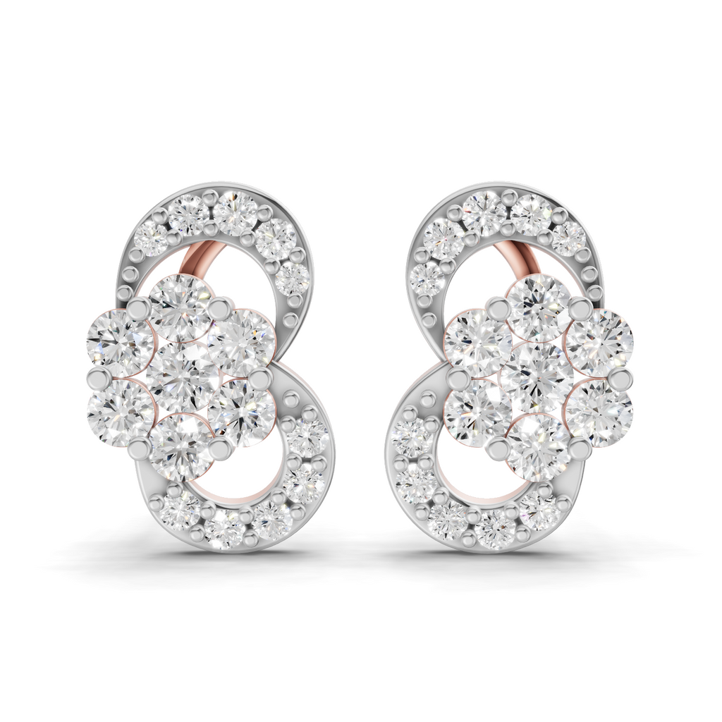 0.52 Carat Infinity Cluster Studs Earrings 14K - Rose Gold