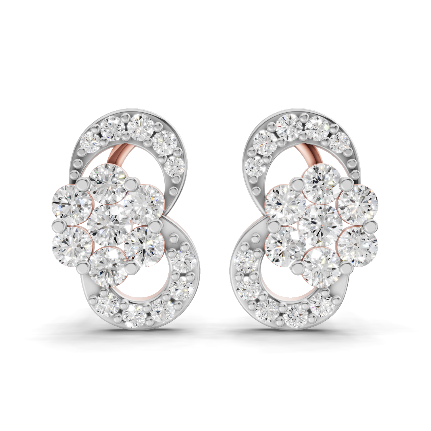 0.52 Carat Infinity Cluster Studs Earrings 14K - Rose Gold