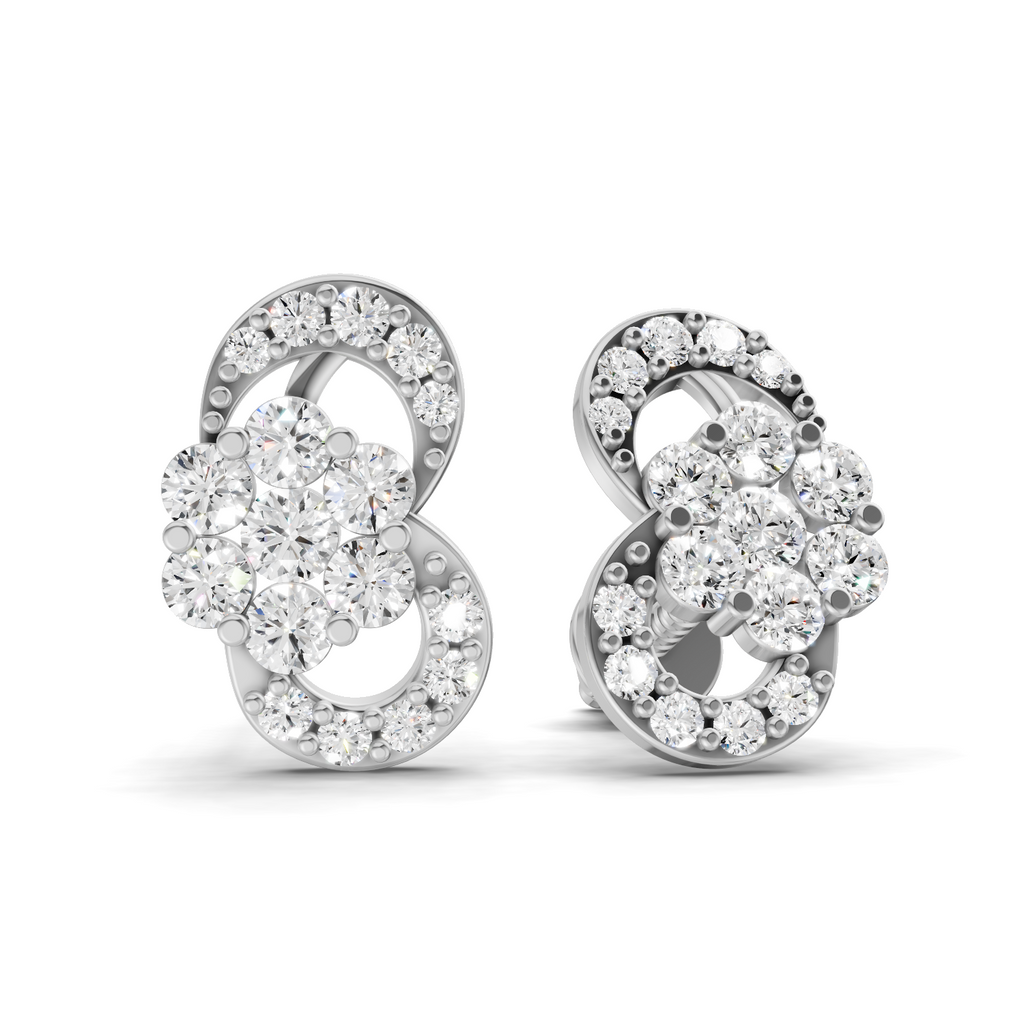 0.52 Carat Infinity Cluster Studs Earrings 14K - White Gold
