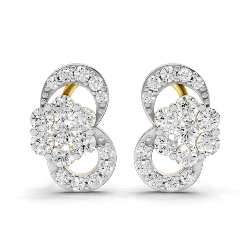 0.52 Carat Infinity Cluster Studs Earrings 14K