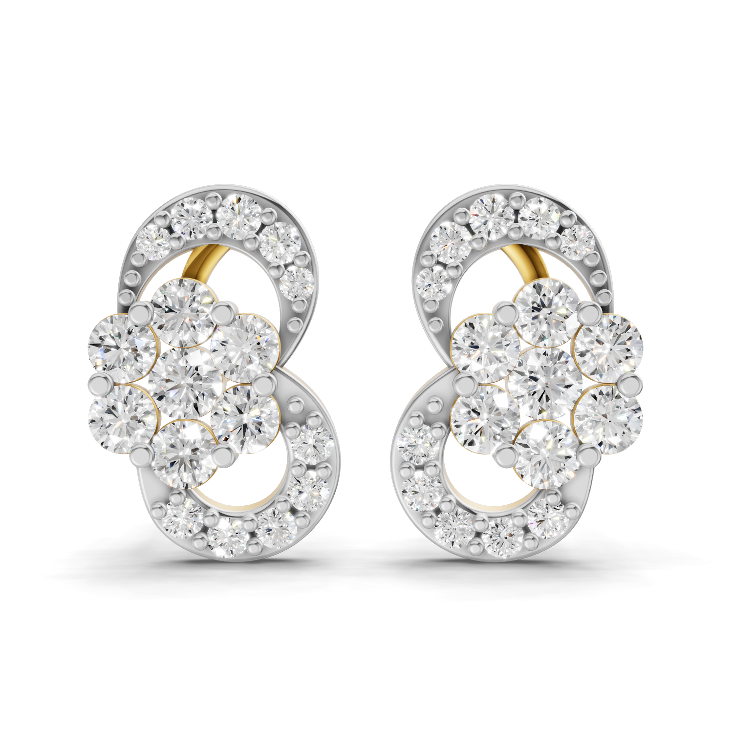 0.52 Carat Infinity Cluster Studs Earrings 14K