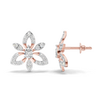 0.90 Carat Floral Earrings 14K - Rose Gold