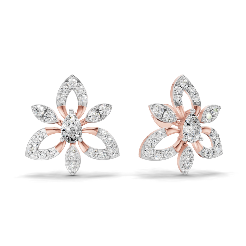 0.90 Carat Floral Earrings 14K - Rose Gold
