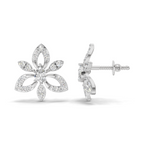 0.90 Carat Floral Earrings 14K - White Gold