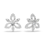 0.90 Carat Floral Earrings 14K - White Gold