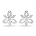 0.90 Carat Floral Earrings 14K - White Gold