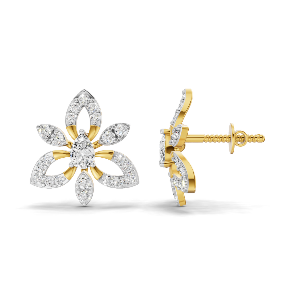 0.90 Carat Floral Earrings 14K