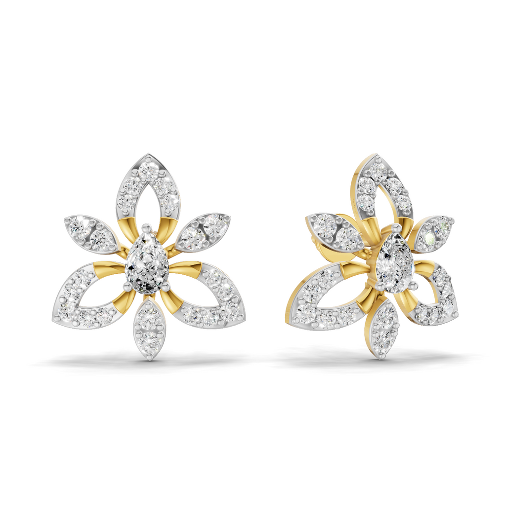 0.90 Carat Floral Earrings 14K