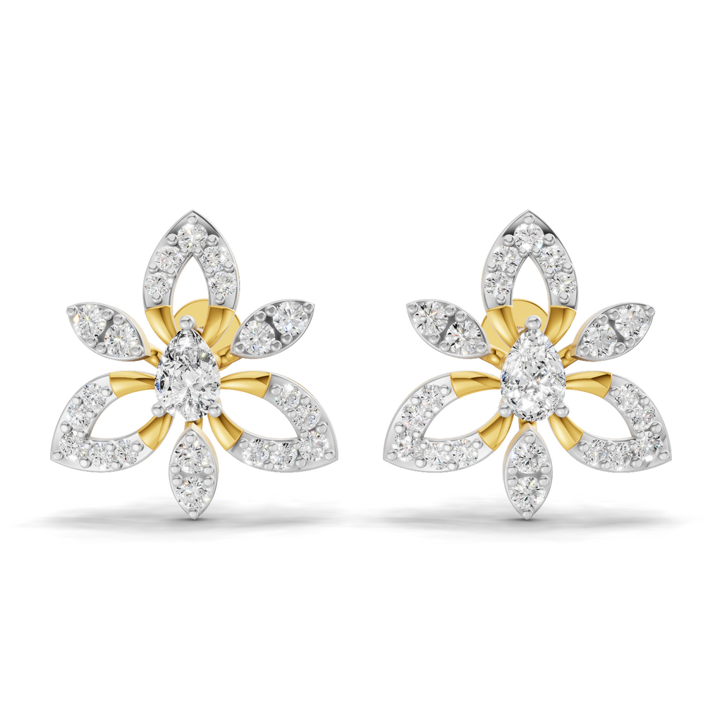 0.90 Carat Floral Earrings 14K