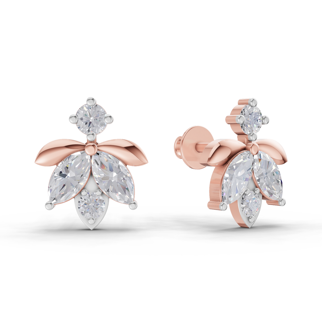 1.31 Carat Lotus Diamond Earrings 14K - Rose Gold