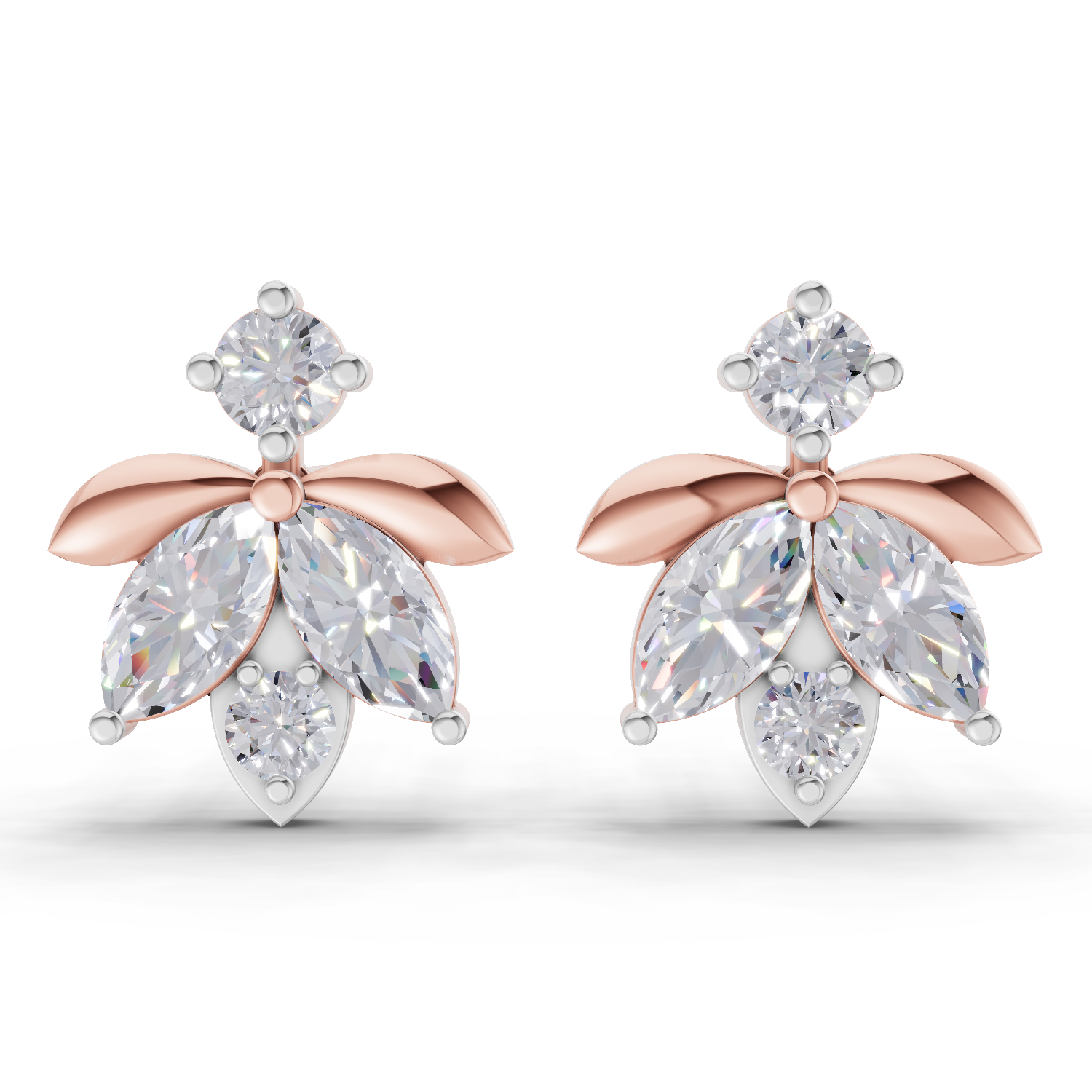 1.31 Carat Lotus Diamond Earrings 14K - Rose Gold