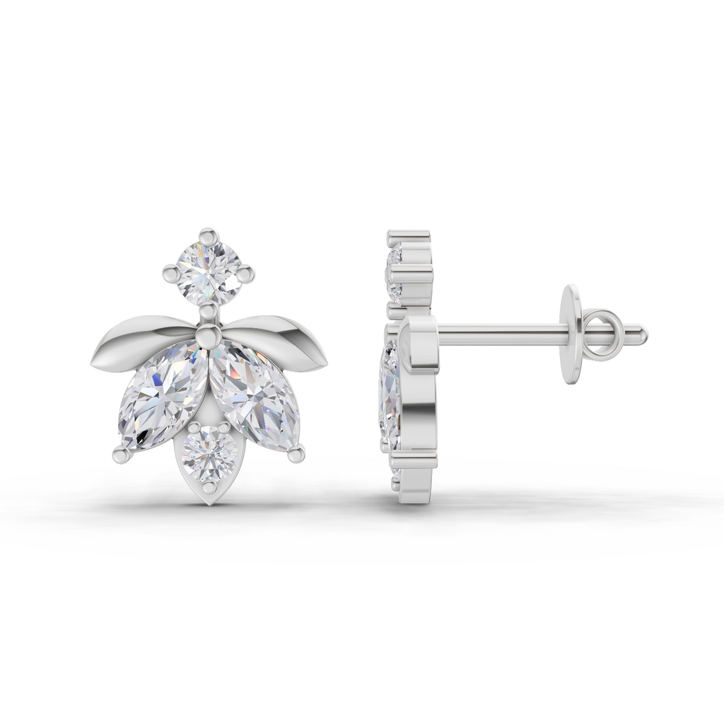 1.31 Carat Lotus Diamond Earrings 14K - White Gold