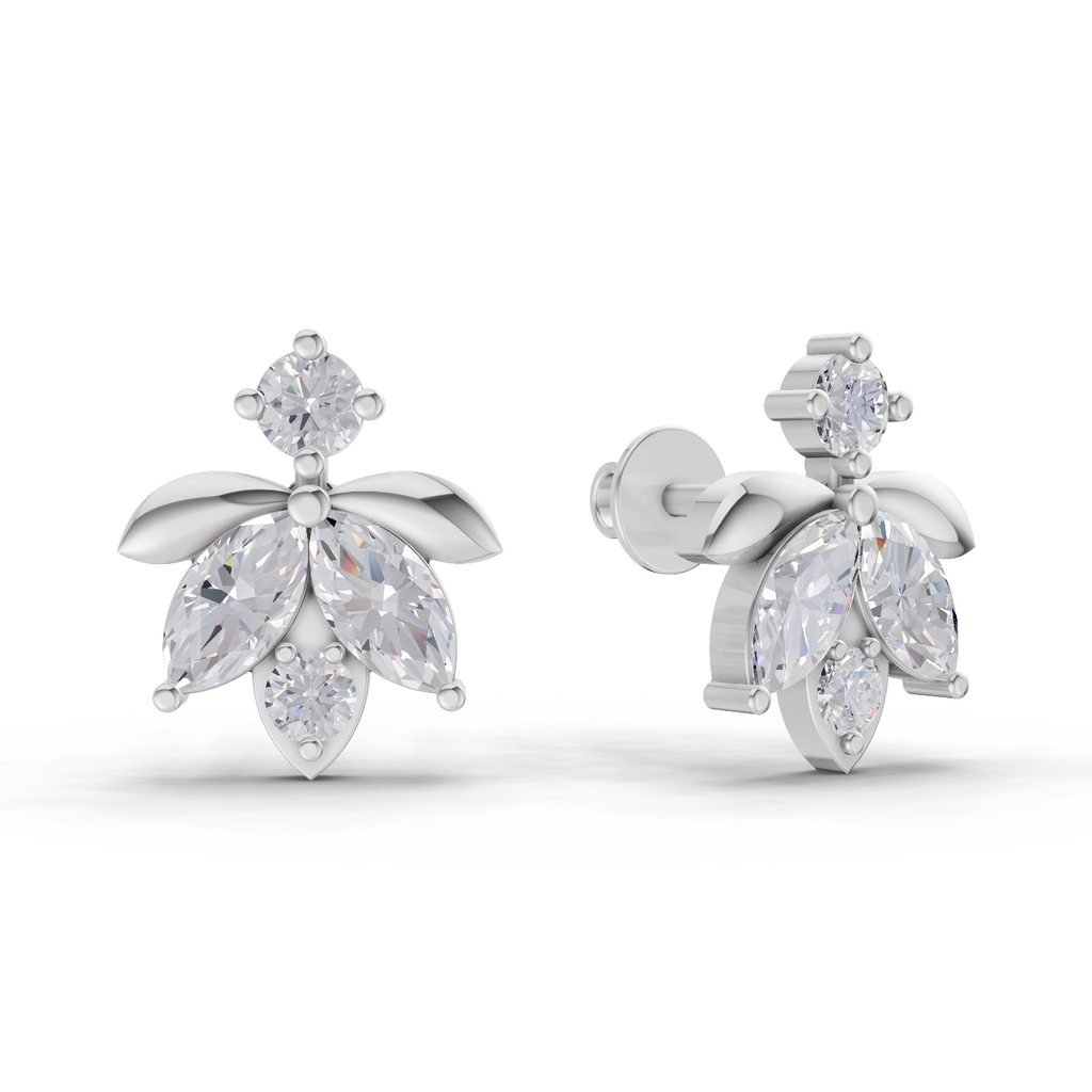 1.31 Carat Lotus Diamond Earrings 14K - White Gold