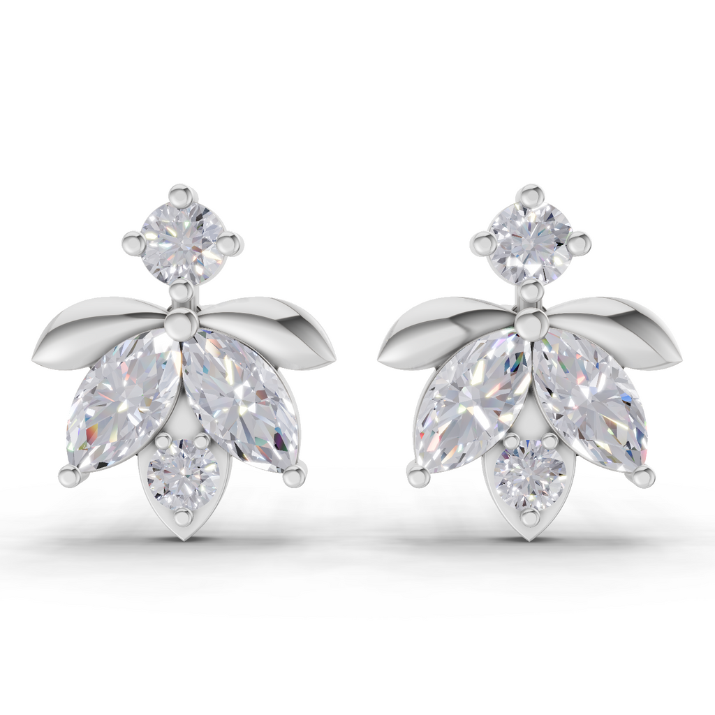 1.31 Carat Lotus Diamond Earrings 14K - White Gold