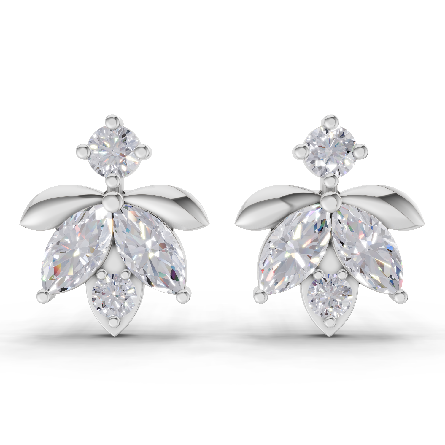 1.31 Carat Lotus Diamond Earrings 14K - White Gold