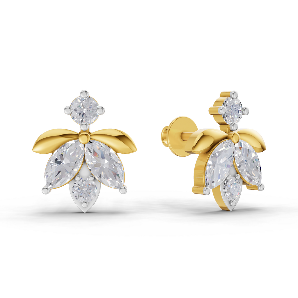 1.31 Carat Lotus Diamond Earrings 14K