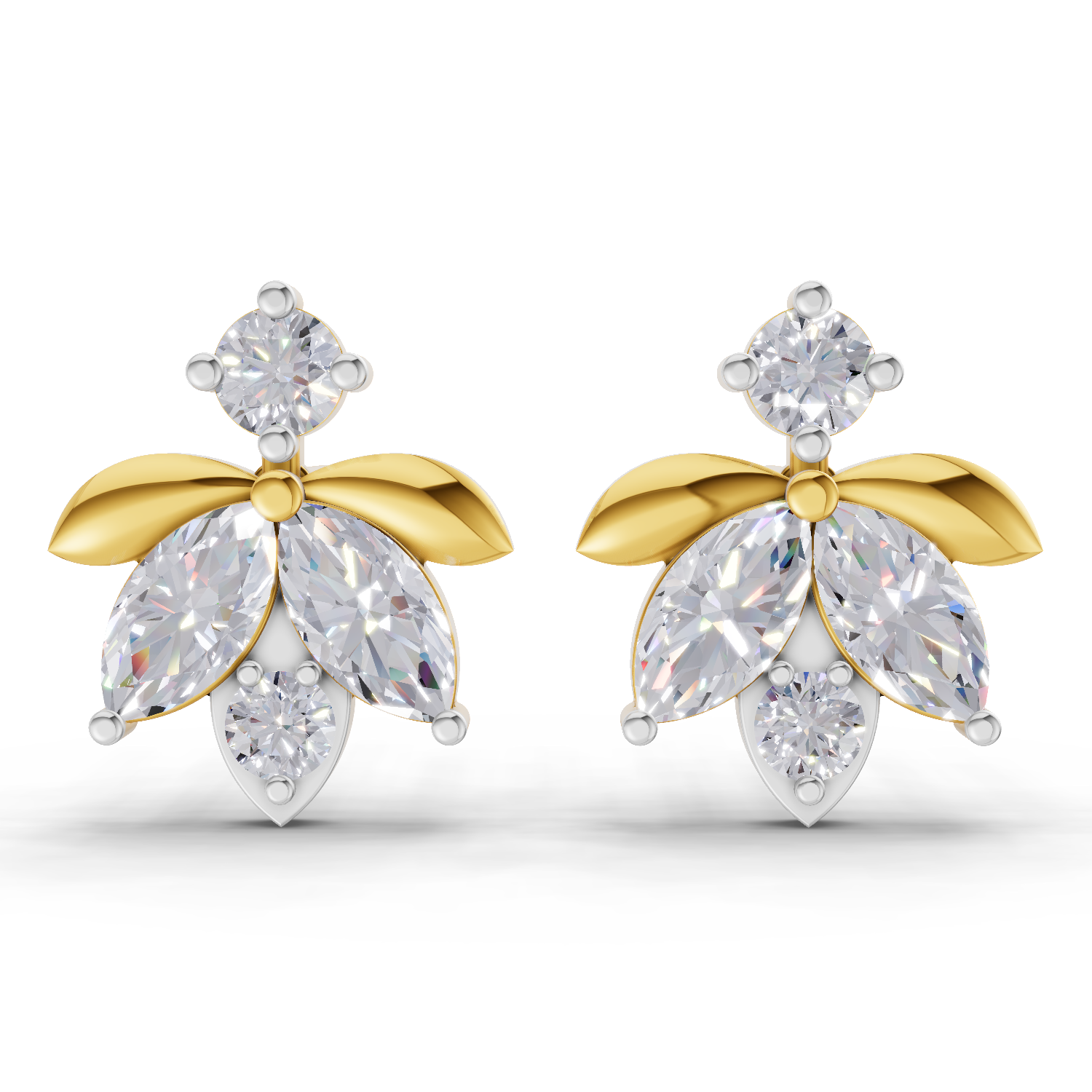 1.31 Carat Lotus Diamond Earrings 14K