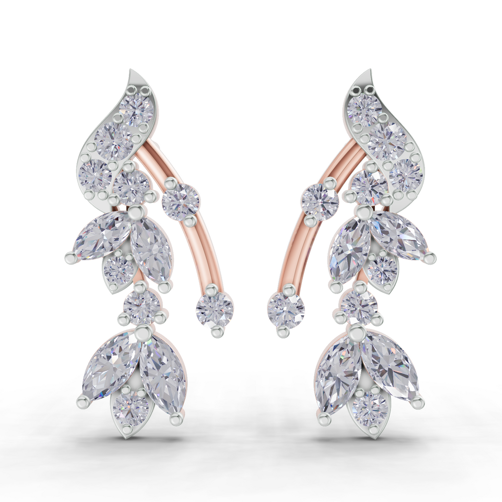 1.19 Carat Luna Leaf Diamond Earrings 14K - Rose Gold