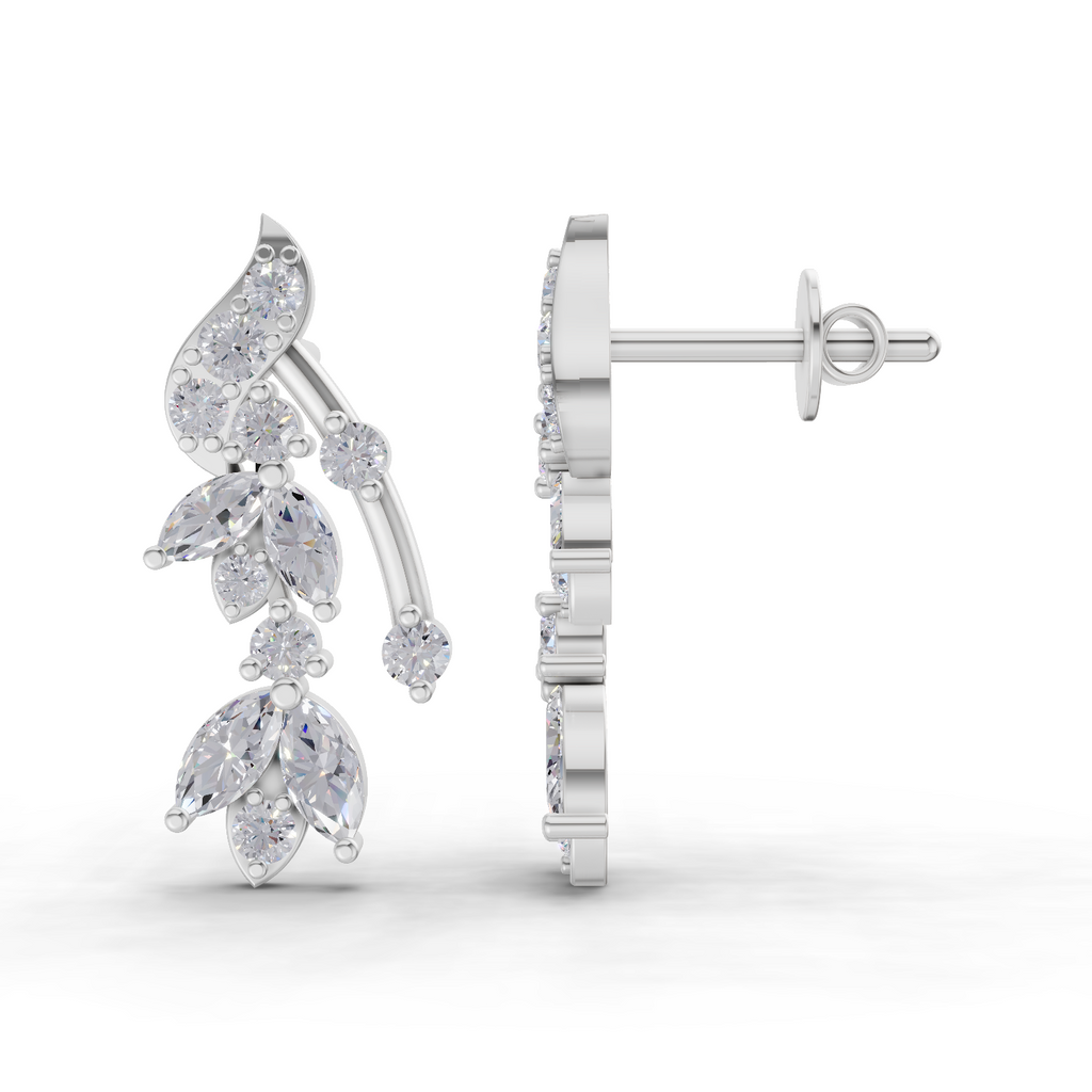 1.19 Carat Luna Leaf Diamond Earrings 14K - White Gold