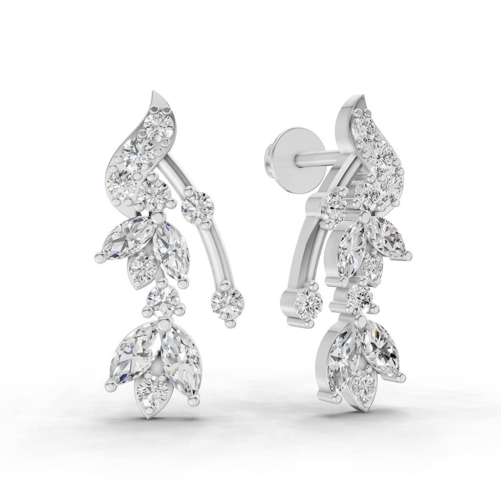 1.19 Carat Luna Leaf Diamond Earrings 14K - White Gold
