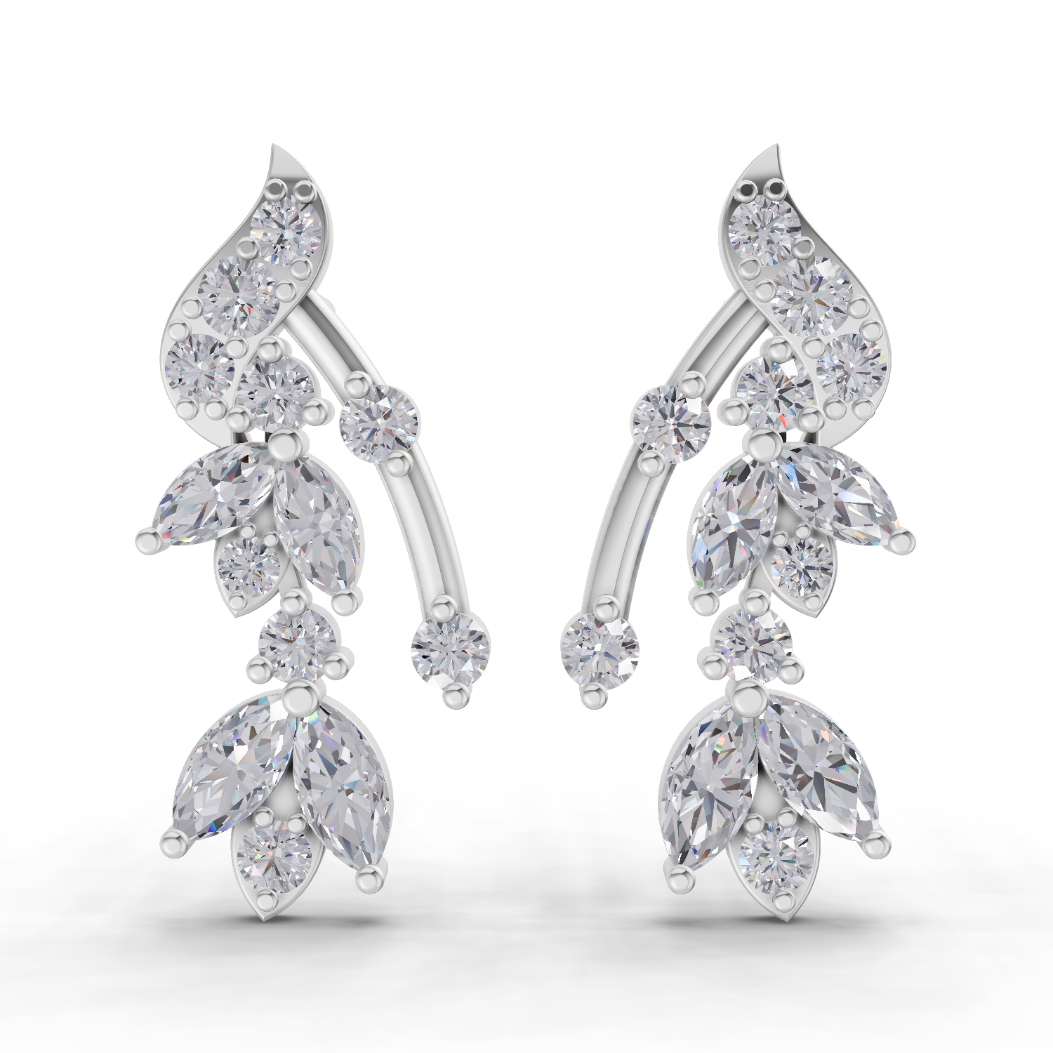 1.19 Carat Luna Leaf Diamond Earrings 14K - White Gold