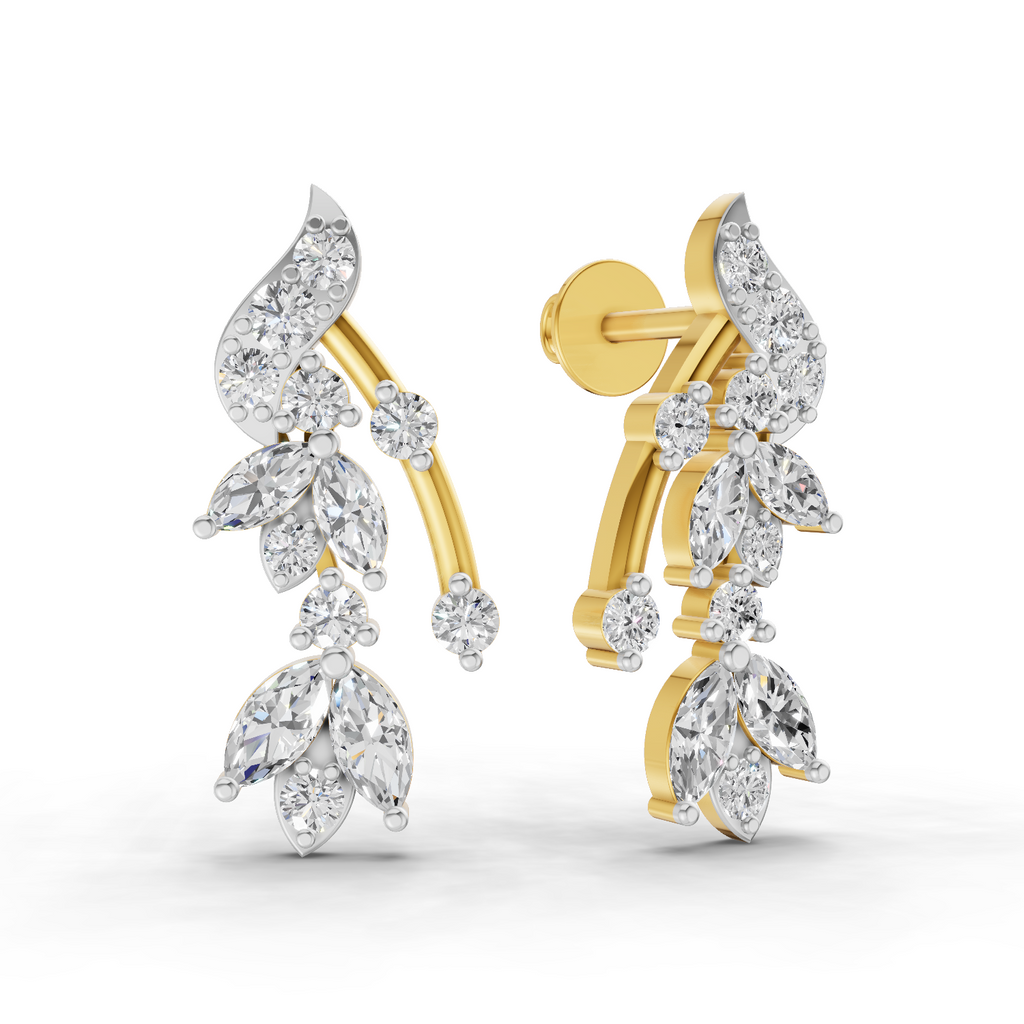 1.19 Carat Luna Leaf Diamond Earrings 14K