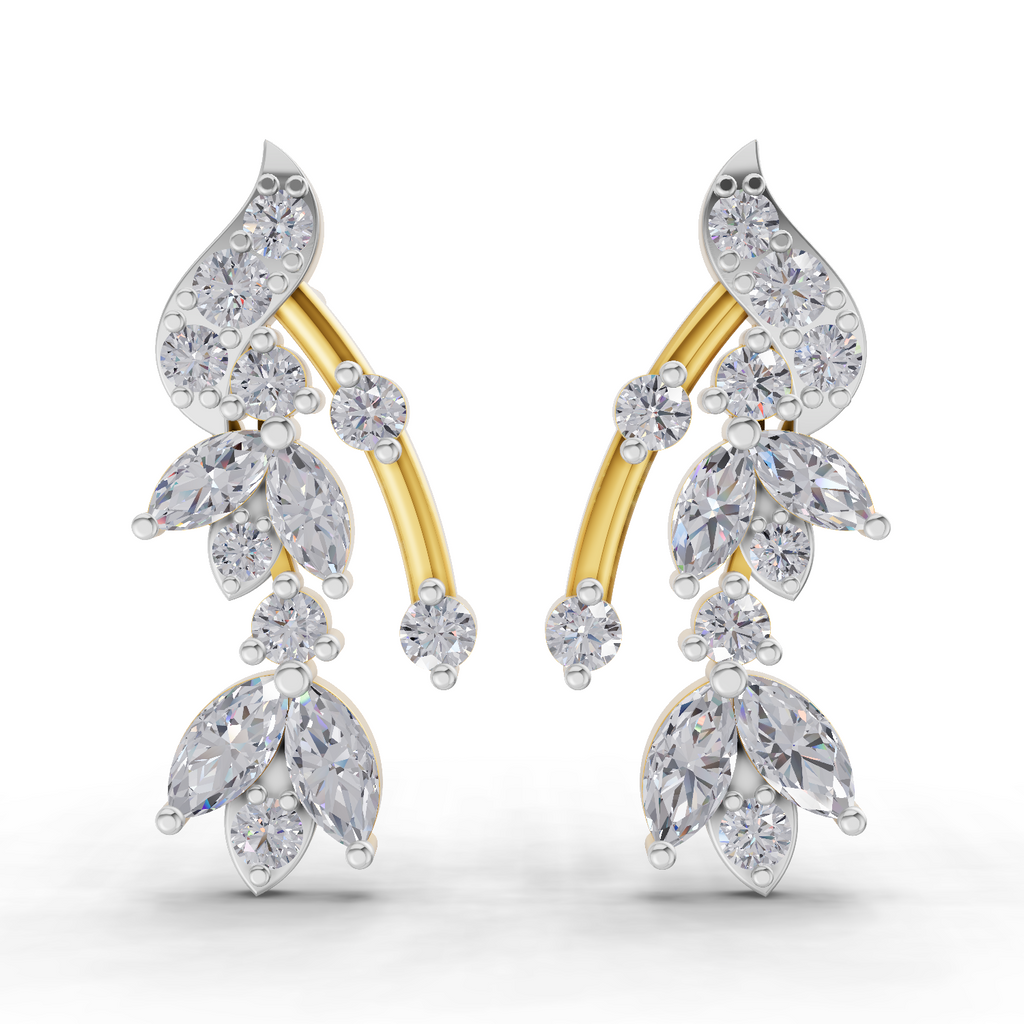 1.19 Carat Luna Leaf Diamond Earrings 14K