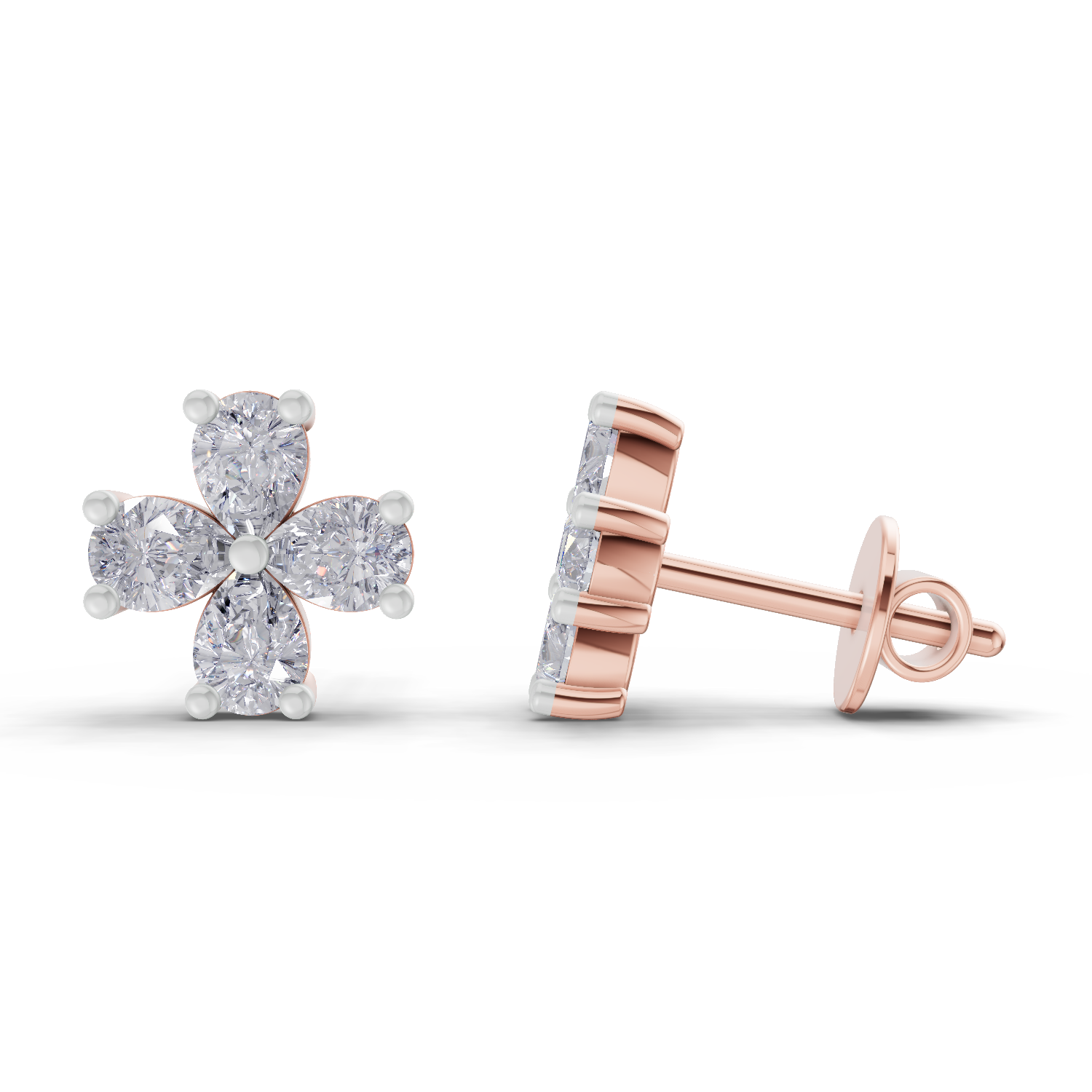 1.6 Carat Royale Flora Studs Diamond Earrings 14K - Rose Gold