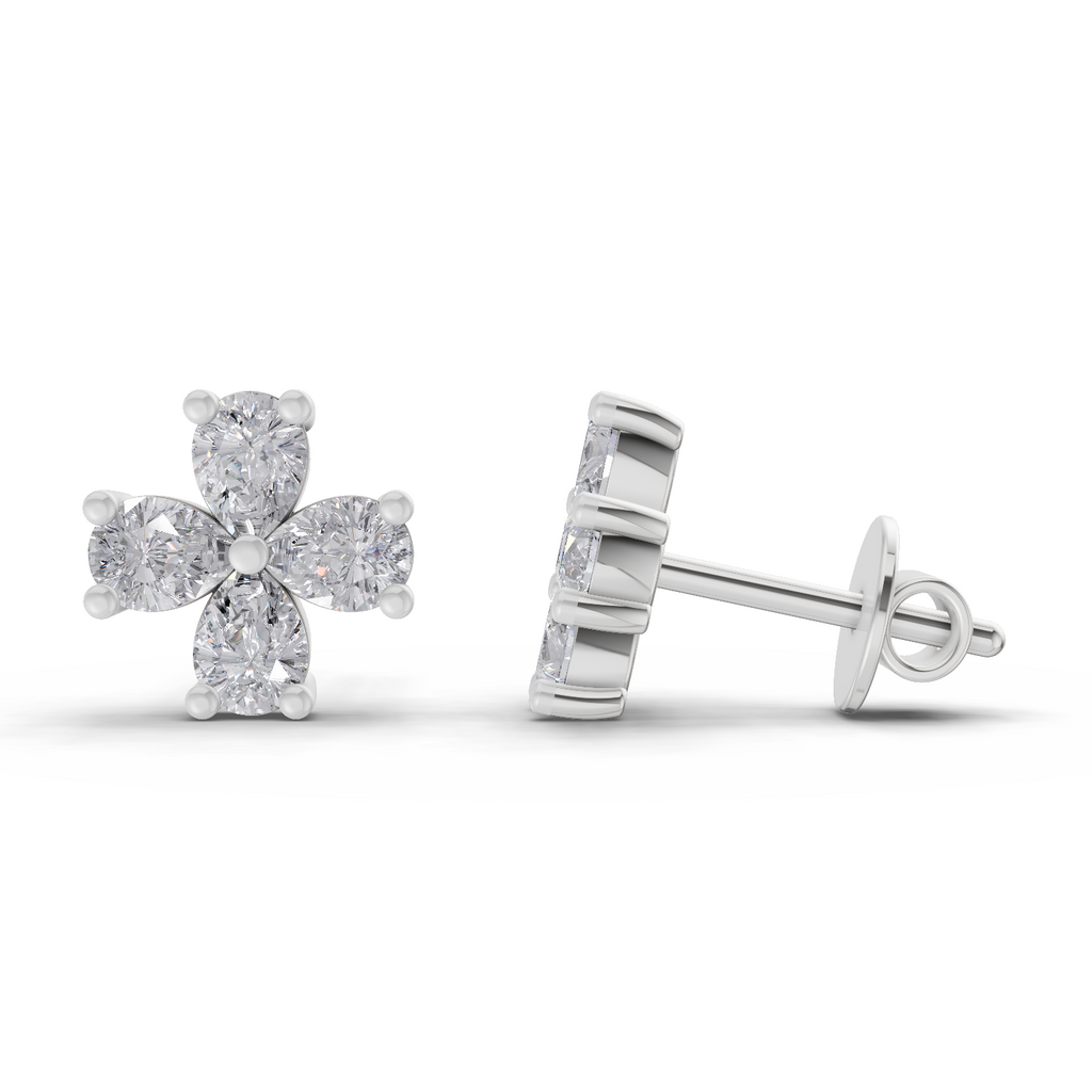 1.6 Carat Royale Flora Studs Diamond Earrings 14K - White Gold