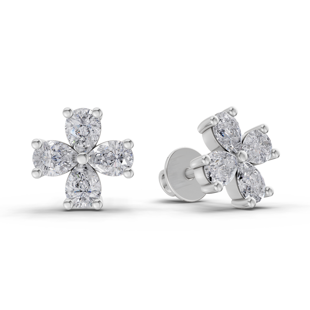 1.6 Carat Royale Flora Studs Diamond Earrings 14K - White Gold
