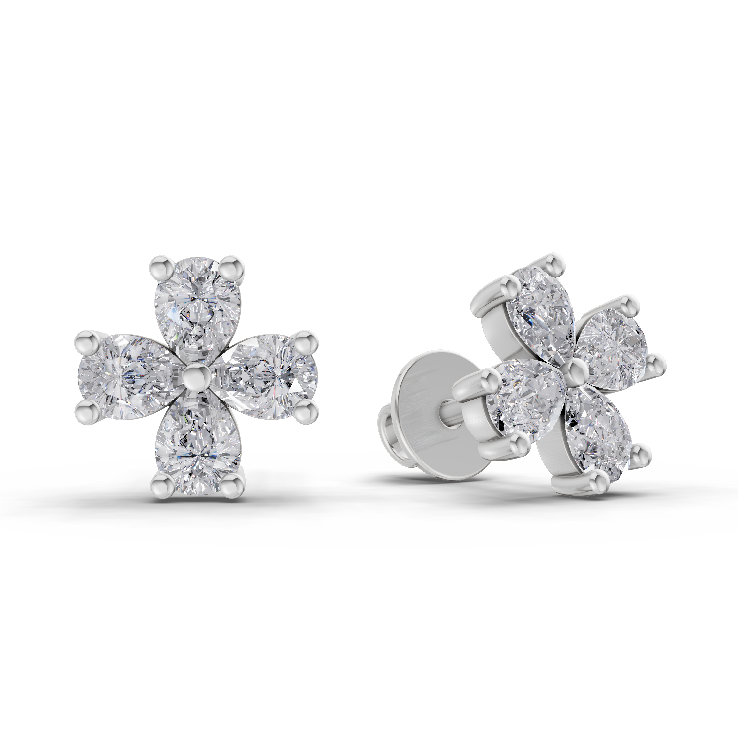 1.6 Carat Royale Flora Studs Diamond Earrings 14K - White Gold