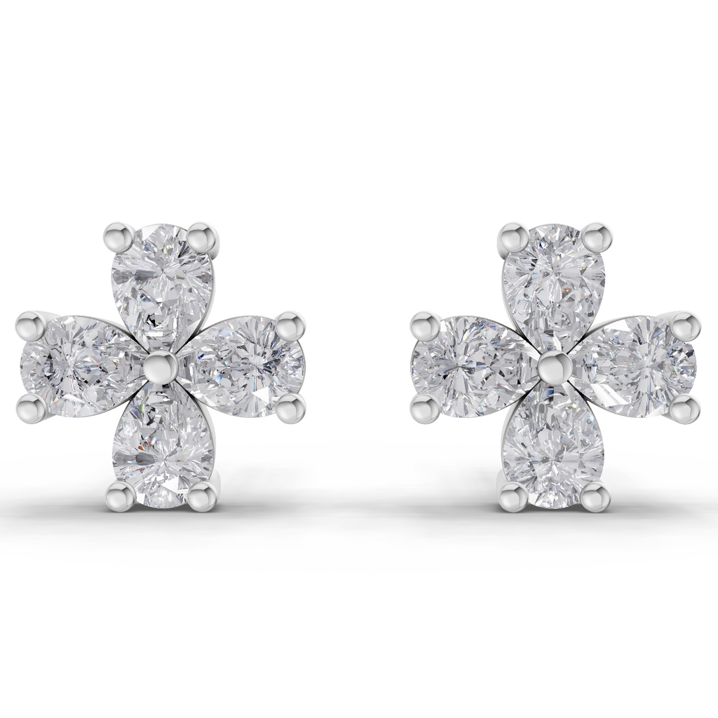 1.6 Carat Royale Flora Studs Diamond Earrings 14K - White Gold