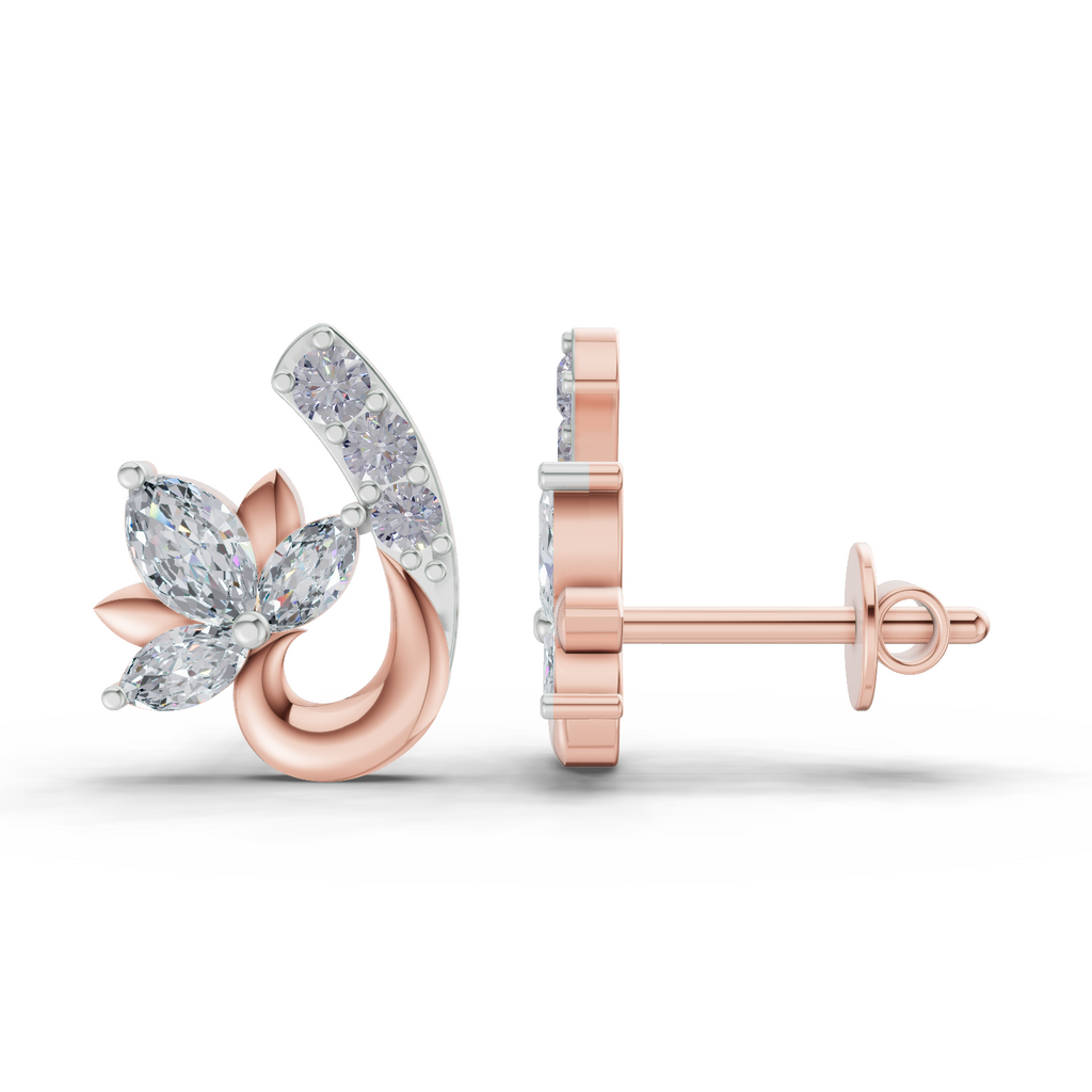 0.55 Carat Lotus Diamond Earrings 14K - Rose Gold