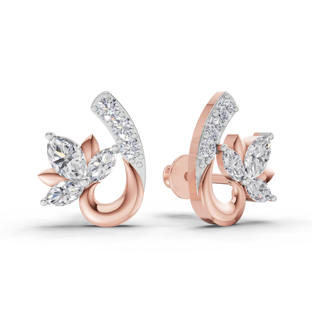 0.55 Carat Lotus Diamond Earrings 14K - Rose Gold