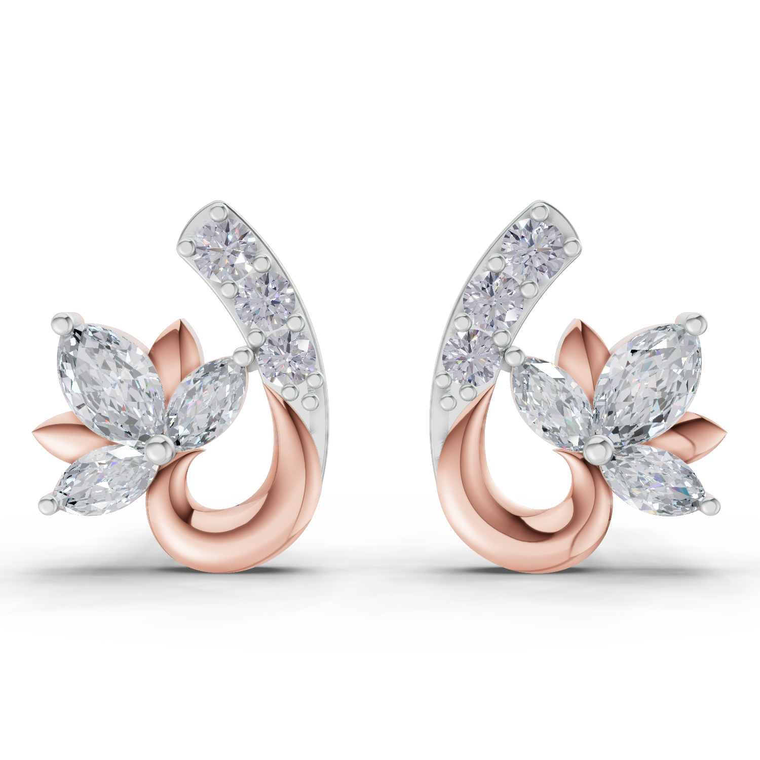 0.55 Carat Lotus Diamond Earrings 14K - Rose Gold