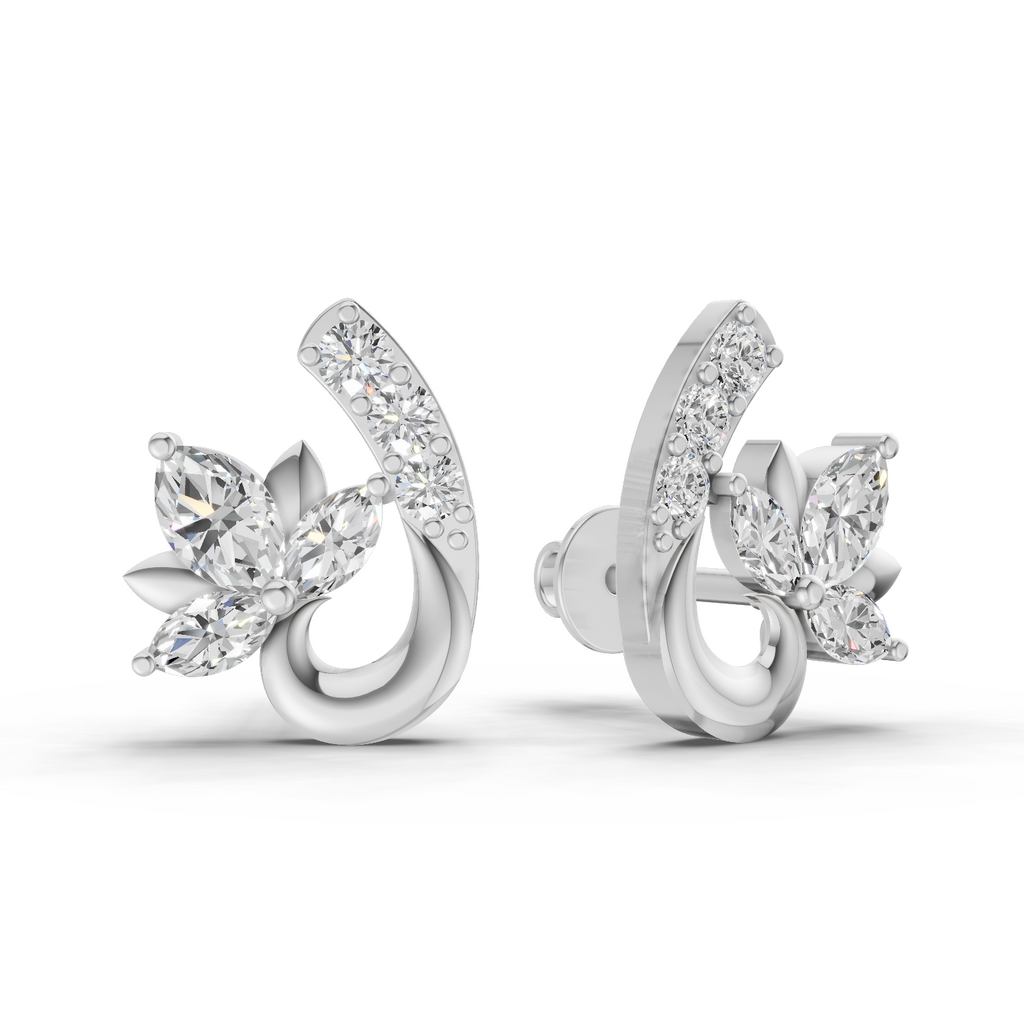 0.55 Carat Lotus Diamond Earrings 14K - White Gold