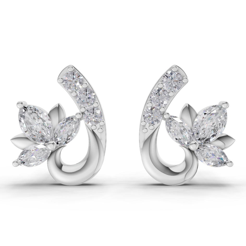 0.55 Carat Lotus Diamond Earrings 14K - White Gold