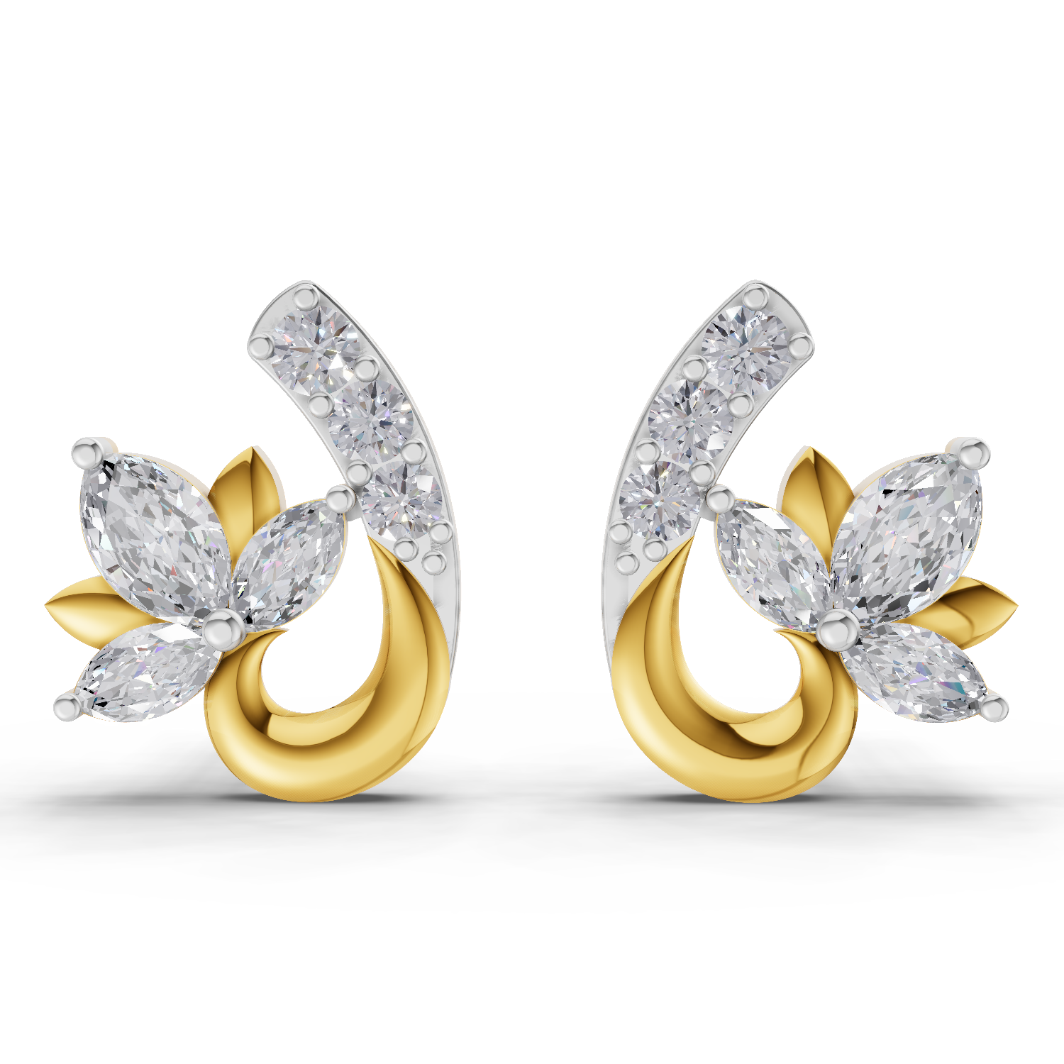 0.55 Carat Lotus Diamond Earrings 14K