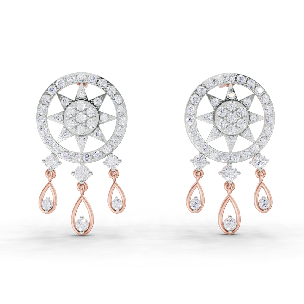 1.81 Carat Dream catcher Diamond Earrings 14K - Rose Gold