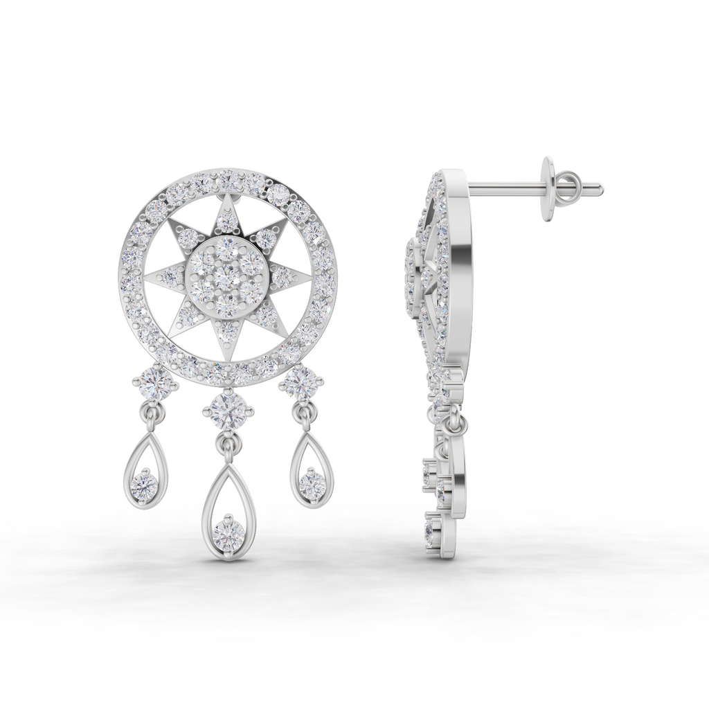 1.81 Carat Dream catcher Diamond Earrings 14K - White Gold