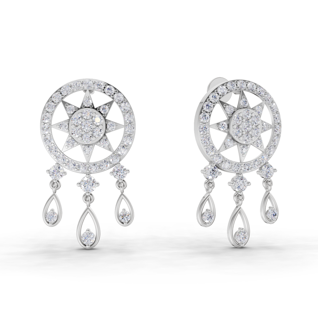1.81 Carat Dream catcher Diamond Earrings 14K - White Gold